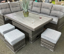 Load image into Gallery viewer, The Antigua Dining Set (ceramic printed glass) with adjustable table