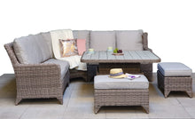 Load image into Gallery viewer, The Bermuda Large Rattan- Corner Dining- Sofa Set- Brushed Aluminium Top- Grey Or Glass Top In Grey