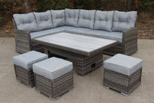 Load image into Gallery viewer, The Antigua Dining Set (ceramic printed glass) with adjustable table