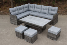 Load image into Gallery viewer, The Antigua Dining Set (ceramic printed glass) with adjustable table