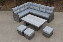 Load image into Gallery viewer, The Antigua Dining Set (ceramic printed glass) with adjustable table