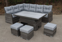 Load image into Gallery viewer, The Antigua Dining Set (ceramic printed glass) with adjustable table