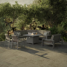 Load image into Gallery viewer, Orlando Curved Large Corner Fire Pit Dining Set ( optional love bench )