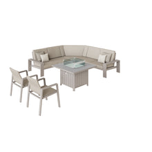 Load image into Gallery viewer, Orlando Curved Large Corner Fire Pit Dining Set ( optional love bench )