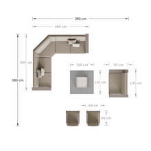 Load image into Gallery viewer, Orlando Curved Large Corner Fire Pit Dining Set ( optional love bench )