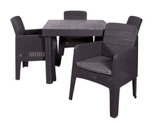 Load image into Gallery viewer, Denver Polypropylene- 4 Seater Square Dining Set- Black