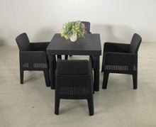 Load image into Gallery viewer, Denver Polypropylene- 4 Seater Square Dining Set- Black
