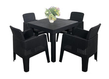 Load image into Gallery viewer, Denver Polypropylene- 4 Seater Square Dining Set- Black