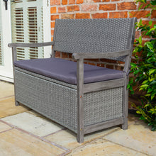 Load image into Gallery viewer, Burley Rattan- Storage Bench- Grey