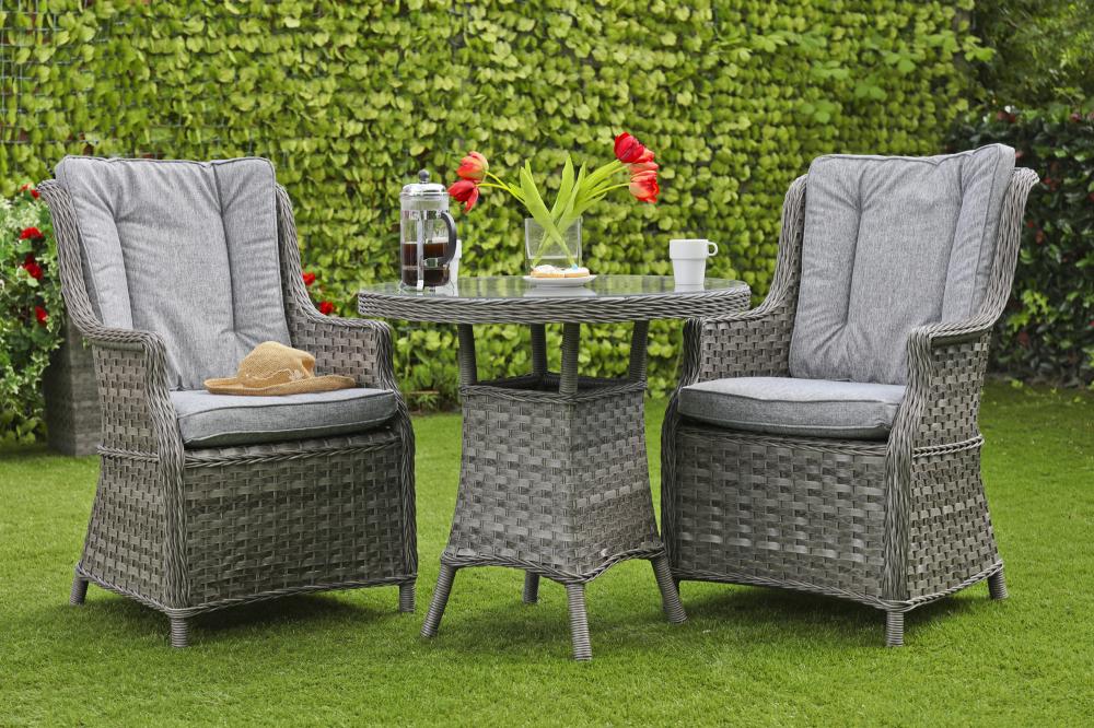 Grey wicker bistro set deals