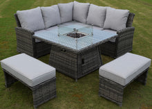 Load image into Gallery viewer, Hatherton Fire Pit Casual Dining Set- Dark Grey