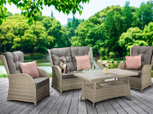 Load image into Gallery viewer, Miami High Back Coffee Dining Set- Creamy Grey Wicker