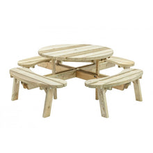 Load image into Gallery viewer, 8 Seat Wooden Round Picnic Table
