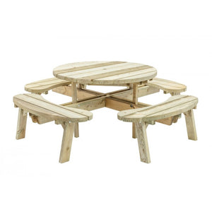 8 Seat Wooden Round Picnic Table