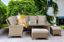 Load image into Gallery viewer, The Bermuda Large Rattan- Corner Dining- Sofa Set- Brushed Aluminium Top- Grey Or Glass Top In Grey