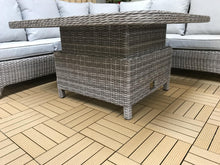 Load image into Gallery viewer, The Bermuda Large Rattan- Corner Dining- Sofa Set- Brushed Aluminium Top- Grey Or Glass Top In Grey