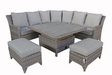 Load image into Gallery viewer, The Bermuda Large Rattan- Corner Dining- Sofa Set- Brushed Aluminium Top- Grey Or Glass Top In Grey