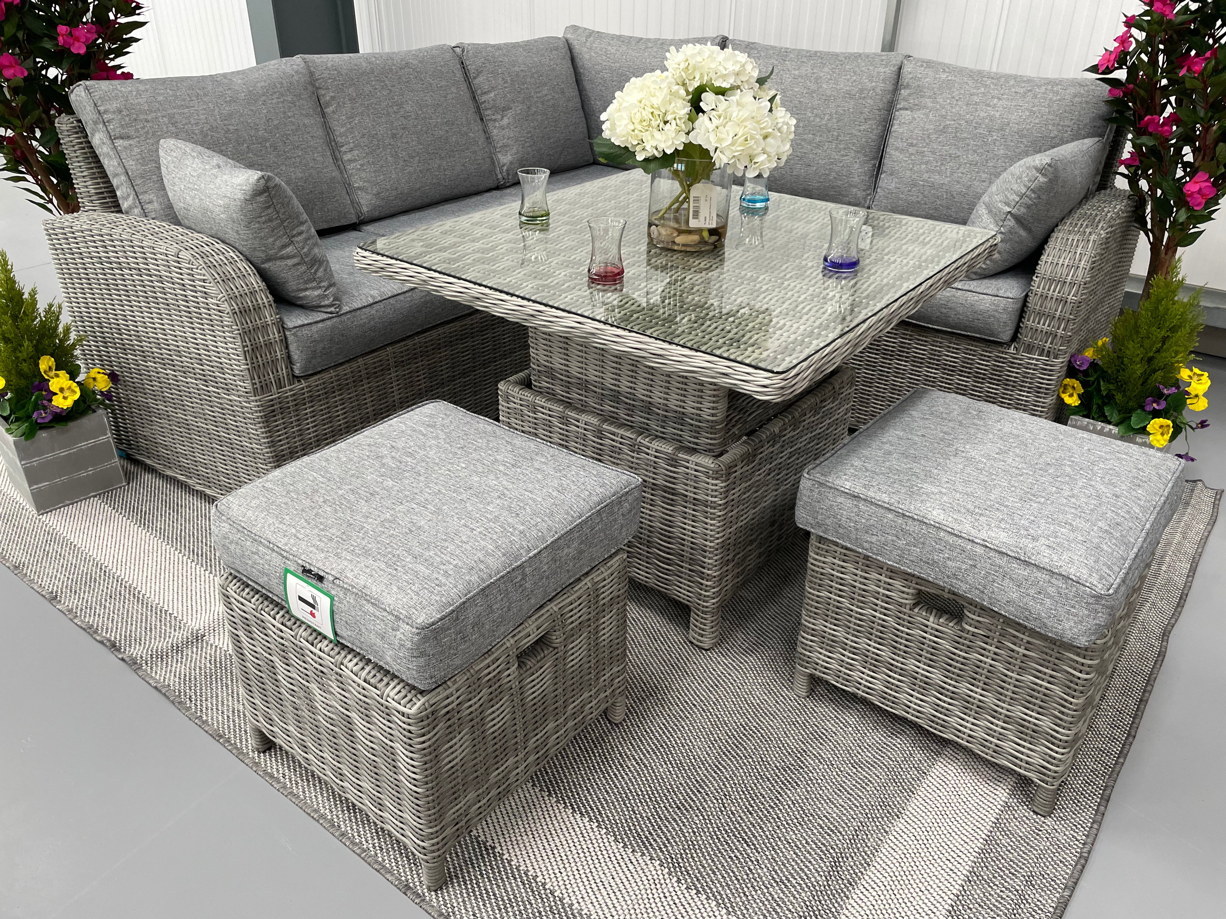 The Panama Compact Lounge Dining Set Adjustable Table Indoor