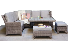 Load image into Gallery viewer, The Bermuda Large Rattan- Corner Dining- Sofa Set- Brushed Aluminium Top- Grey Or Glass Top In Grey

