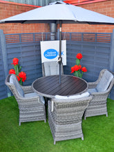 Load image into Gallery viewer, Hatherton Rattan- 4 or 6 Seater- Round Dining Set- Poly Wood Top- Grey or Natural

