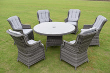 Load image into Gallery viewer, Hatherton Rattan-  4 or 6 Seater- Glass Top Round Dining Set - Grey or Natural
