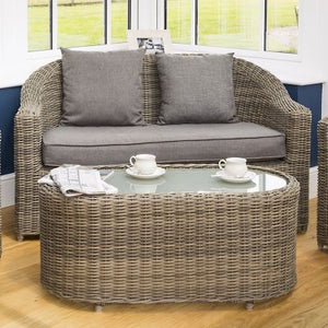 Burley Rattan- Two Seater Sofa Set- Grey