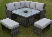 Load image into Gallery viewer, Hatherton Fire Pit Casual Dining Set- Dark Grey
