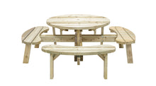 Load image into Gallery viewer, Wooden Round Outdoor Picnic Table with 8 seats
